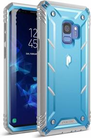 img 4 attached to Максимальная защита для вашего Galaxy S9 с прочным чехлом Poetic Revolution - полное покрытие на 360 градусов, встроенная защитная пленка для экрана, синий / серый