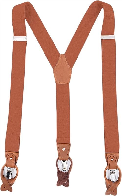 MENDENG Suspenders for Men Vintage Bronze Snap Hooks Adjustable