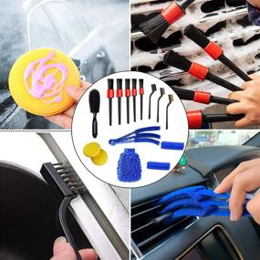 img 2 attached to 🚘 Jaronx 15 PCS Car Detailing Brush Set: Ultimate Exterior and Interior Car Detail Kit for Wheels, Leather, and more!