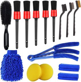 img 4 attached to 🚘 Jaronx 15 PCS Car Detailing Brush Set: Ultimate Exterior and Interior Car Detail Kit for Wheels, Leather, and more!