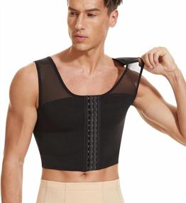 img 4 attached to Men'S Slimming Compression Undershirt With Chest Binder For Gynecomastia, Male Corset Tank Top By TAILONG