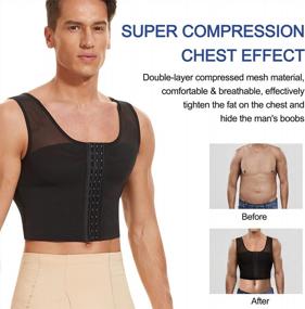 img 3 attached to Men'S Slimming Compression Undershirt With Chest Binder For Gynecomastia, Male Corset Tank Top By TAILONG