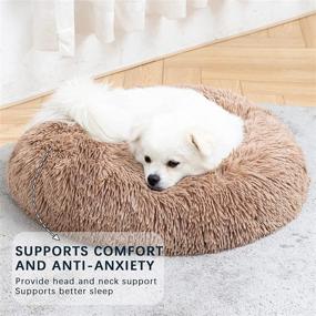 img 3 attached to 🐶 Calming Donut Dog Bed - Washable Pet Bed for Dogs and Cats, Fluffy Round Furniture with Zip - Ideal for Small, Medium, and Large Breeds