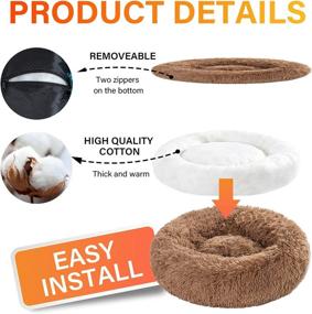 img 1 attached to 🐶 Calming Donut Dog Bed - Washable Pet Bed for Dogs and Cats, Fluffy Round Furniture with Zip - Ideal for Small, Medium, and Large Breeds