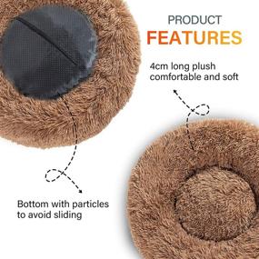 img 2 attached to 🐶 Calming Donut Dog Bed - Washable Pet Bed for Dogs and Cats, Fluffy Round Furniture with Zip - Ideal for Small, Medium, and Large Breeds