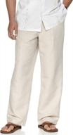 men's loose fit linen drastring pants summer lightweight casual beachwear logo