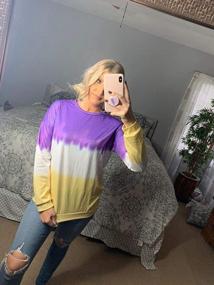 img 2 attached to Dresswel Womens Casual Crew Neck Long Sleeve Love Printed Sweatshirts Gradient Contrast Color-Block Pullover Tops