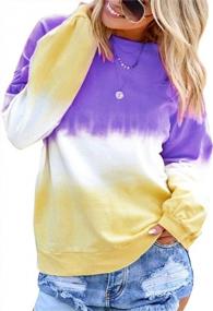 img 3 attached to Dresswel Womens Casual Crew Neck Long Sleeve Love Printed Sweatshirts Gradient Contrast Color-Block Pullover Tops