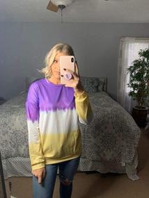 img 1 attached to Dresswel Womens Casual Crew Neck Long Sleeve Love Printed Sweatshirts Gradient Contrast Color-Block Pullover Tops