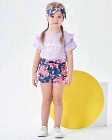 img 3 attached to Летний наряд для девочек-малышей: комплект из рубашки и шорт Mikrdoo с рюшами