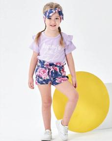 img 2 attached to Summer Outfit For Toddler Girls: Mikrdoo Ruffle Shirt & Shorts Set