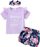 летний наряд для девочек-малышей: комплект из рубашки и шорт mikrdoo с рюшами логотип
