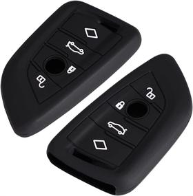 img 3 attached to Lcyam Silicone Key Fob Cover Case 4 Buttons Fits For BMW X1 X2 X3 X5 540I 750I BMW 3 Series (Model 2: Black Black)