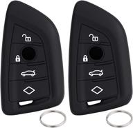 lcyam silicone key fob cover case 4 buttons fits for bmw x1 x2 x3 x5 540i 750i bmw 3 series (model 2: black black) логотип