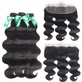 img 3 attached to ALLRUN Body Wave Bundles With Frontal(26 26 26+20)Human Hair 13X4 Lace Frontal With Bundles Body Wave 100% Brazilian Unprocessed Body Wave Virgin Hair 3 Bundles With Frontal Virgin Hair Weft 150% Density