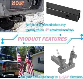 img 1 attached to Premium Bonbo Universal Hitch Mount Dual Flag Pole Holder – Ideal for Jeep, SUV, RV, Pickup Etc. – Fits 2-Inch Hitch Receivers – Includes Anti-Wobble Screw – Highly Durable and Anti-Rust Design