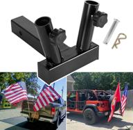 premium bonbo universal hitch mount dual flag pole holder – ideal for jeep, suv, rv, pickup etc. – fits 2-inch hitch receivers – includes anti-wobble screw – highly durable and anti-rust design logo