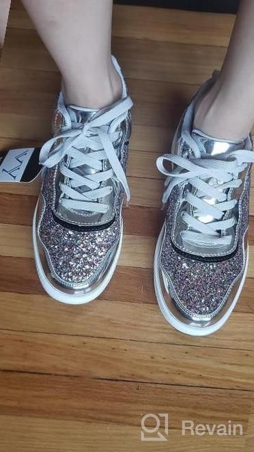 img 1 attached to WUIWUIYU Women'S Girls' Wedge Platform Shiny PU Sparkly Sequins Glitter Lace-Up Sneakers Street Dance Shoes review by Reza Cook