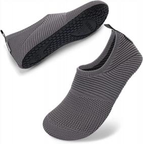 img 4 attached to VIFUUR Унисекс Вязанные носочные тапочки, мягкие домашние тапочки с антискользящей резиновой подошвой для мужчин и женщин, носки для йоги