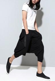 img 1 attached to Comfortable And Stylish Black Baggy Harem Pants For Men By Ellazhu: Perfect For Yoga And Gym Workouts