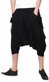 img 4 attached to Comfortable And Stylish Black Baggy Harem Pants For Men By Ellazhu: Perfect For Yoga And Gym Workouts
