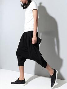 img 2 attached to Comfortable And Stylish Black Baggy Harem Pants For Men By Ellazhu: Perfect For Yoga And Gym Workouts