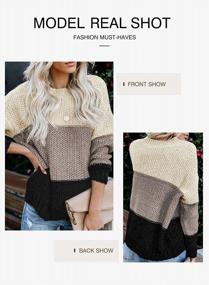 img 3 attached to Ribbed Knit Color Block Long Sleeve Pullover Sweater For Women With Striped Design By Lovezesent