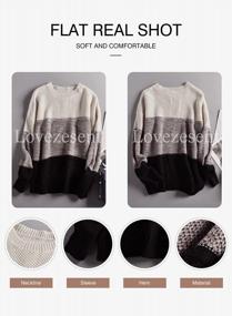 img 1 attached to Ribbed Knit Color Block Long Sleeve Pullover Sweater For Women With Striped Design By Lovezesent