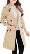 nanjun women's double-breasted trench coat classic lapel overcoat slim outerwear waterproof coat with belt buckle logo