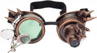 spiked steampunk goggles with double ocular loupe vintage welding punk gothic glasses logo