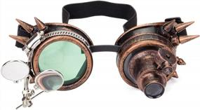img 4 attached to Очки с шипами в стиле стимпанк с двойной окулярной лупой, винтажные сварочные панк-готические очки
