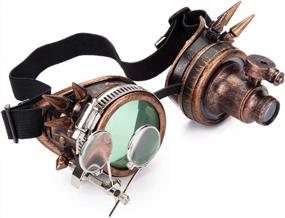 img 1 attached to Spiked Steampunk Goggles With Double Ocular Loupe Vintage Welding Punk Gothic Glasses