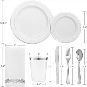 img 3 attached to Supernal 400Pcs Silver Dinnerware Set,Silver Plastic Plates For Party,Disposable Wedding Dinnerware,Silver Plastic Cutlery,Silver Cups,Silver Napkins,Suit For Wedding,Birthday,Party