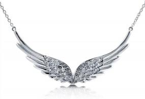 img 4 attached to Sterling Silver Angel Wings Pendant Necklace With Sparkling Cubic Zirconia CZ - Fashion Jewelry For Women, Rhodium Plated By BERRICLE