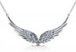 sterling silver angel wings pendant necklace with sparkling cubic zirconia cz - fashion jewelry for women, rhodium plated by berricle logo