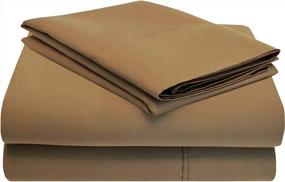 img 2 attached to GoLinens Premium Cotton Blend Bed Sheet Set 1200 TC Machine Wash Wrinkle Resistant Full, Taupe
