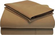 golinens premium cotton blend bed sheet set 1200 tc machine wash wrinkle resistant full, taupe logo