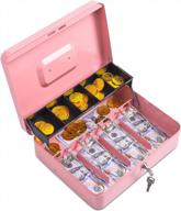large steel cash box with money tray and lock, 11.8"l x 9.5"w - pink, includes 2 keys by infun логотип