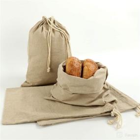 img 1 attached to 🍞 Set of 5 Large Homemade Bread Bags - Linen Storage Bags - Reusable Food Storage - Ideal for Housewarming, Wedding, and Gift Storage - 11.8" x 15.7