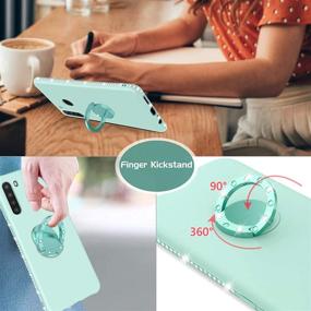 img 3 attached to 📱 Protective Slim Silicone Case for Samsung Galaxy A21 with 360° Ring Holder and Kickstand - Light Green