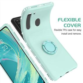 img 1 attached to 📱 Protective Slim Silicone Case for Samsung Galaxy A21 with 360° Ring Holder and Kickstand - Light Green