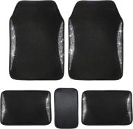 5-piece set: bling diamond car floor mats for women and girls - anti-slip crystal breathable mesh carpets, universally fit most cars and autos logo