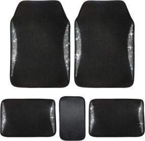 img 4 attached to 5-Piece Set: Bling Diamond Car Floor Mats for Women and Girls - Anti-Slip Crystal Breathable Mesh Carpets, Universally Fit Most Cars and Autos