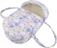 bebamour baby doll bed doll bassinet portable carry bed with handles for baby dolls up to 15.3" attached mattress & pillow (grey flower) logo