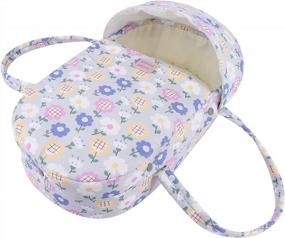 img 4 attached to Bebamour Baby Doll Bed Doll Bassinet Portable Carry Bed With Handles For Baby Dolls Up To 15.3" Attached Mattress & Pillow (Grey Flower)