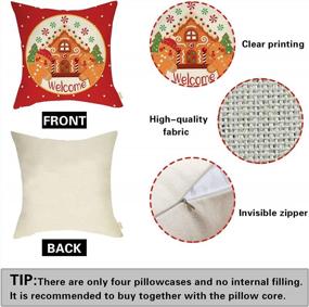 img 2 attached to Add Festive Cheer To Your Home With Fjfz Merry Christmas Gingerbread Man House Decorative Pillow Cover Set Of 4
