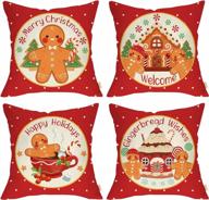 add festive cheer to your home with fjfz merry christmas gingerbread man house decorative pillow cover set of 4 logo