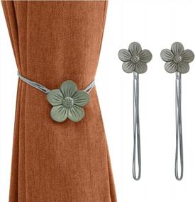 img 4 attached to Gray Lewondr Vintage Magnetic Resin Flower Curtain Tieback - Decorative Drapery Holdbacks For Home Cafe Balcony