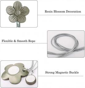 img 3 attached to Gray Lewondr Vintage Magnetic Resin Flower Curtain Tieback - Decorative Drapery Holdbacks For Home Cafe Balcony