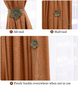 img 2 attached to Gray Lewondr Vintage Magnetic Resin Flower Curtain Tieback - Decorative Drapery Holdbacks For Home Cafe Balcony